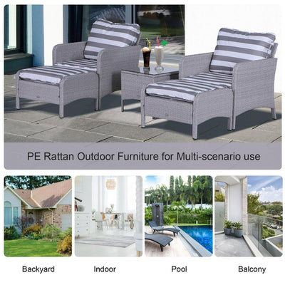 2-Seater PE Rattan Outdoor Garden Furniture Set Light Grey