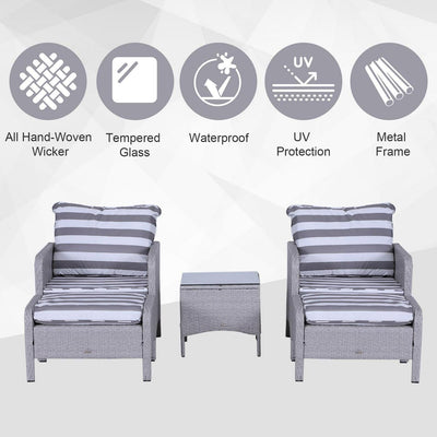 2-Seater PE Rattan Outdoor Garden Furniture Set Light Grey