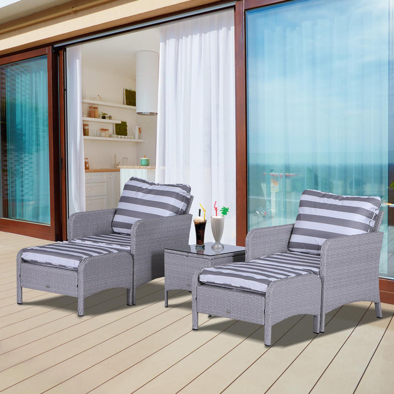 2-Seater PE Rattan Outdoor Garden Furniture Set Light Grey