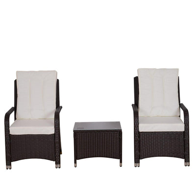 3 Pieces Outdoor Rattan Bistro Set- White