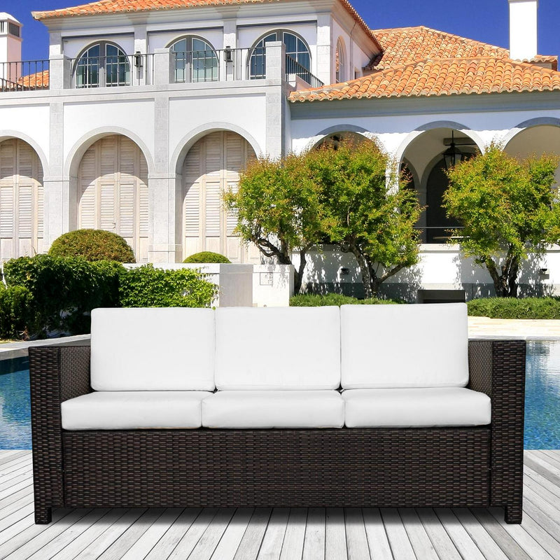 3 Seater Rattan Sofa-Brown