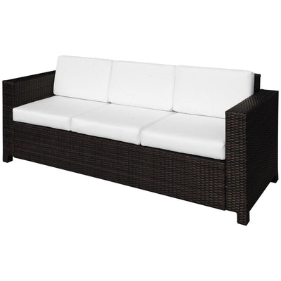 3 Seater Rattan Sofa-Brown