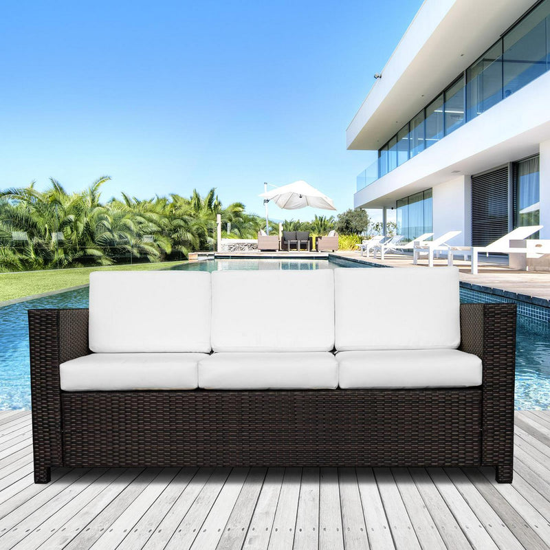 3 Seater Rattan Sofa-Brown