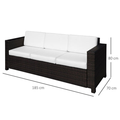 3 Seater Rattan Sofa-Brown