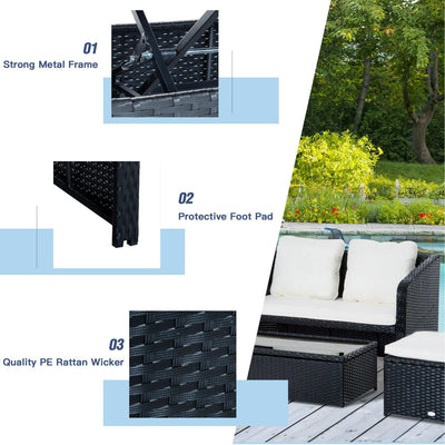 4-Seater Rattan Sofa Set Furniture, Galvanized Steel-Black