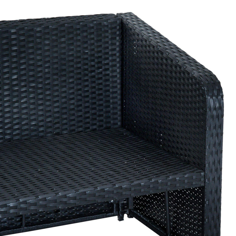 4-Seater Rattan Sofa Set Furniture, Galvanized Steel-Black