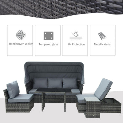 5 PCS Outdoor Rattan Wicker Sofa Sets- Mixed Grey