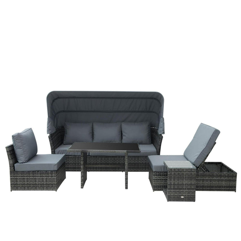 5 PCS Outdoor Rattan Wicker Sofa Sets- Mixed Grey