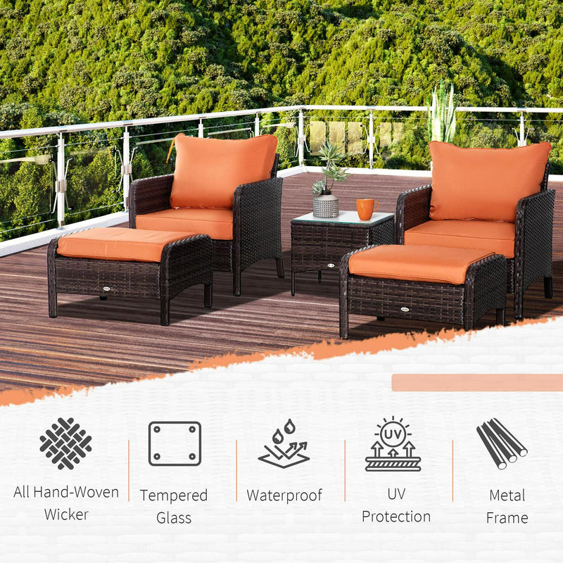 5 Pcs PE Rattan Garden Furniture Set- Brown