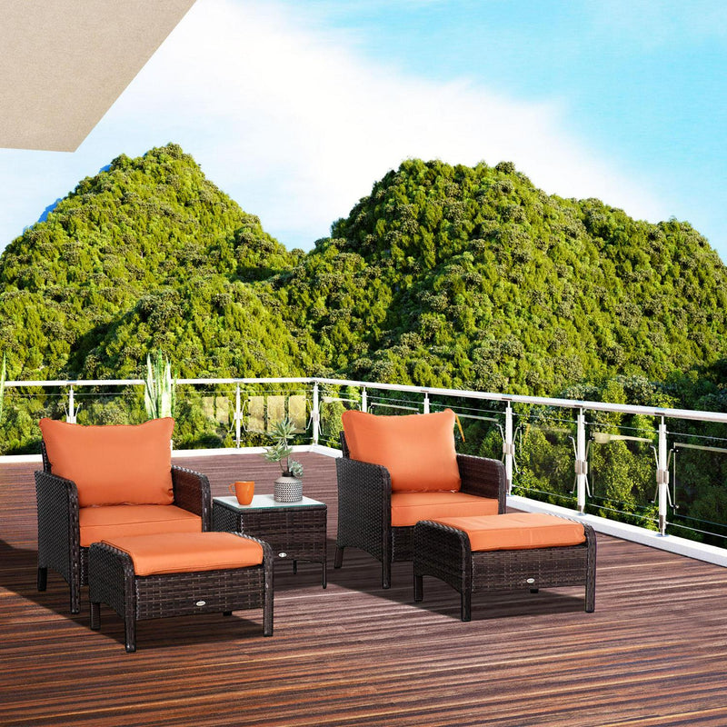 5 Pcs PE Rattan Garden Furniture Set- Brown