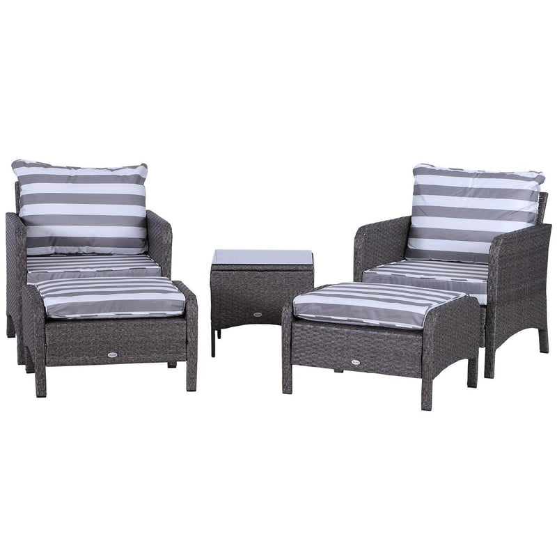 5 PCs PE Rattan Garden Furniture Set- Dark Grey