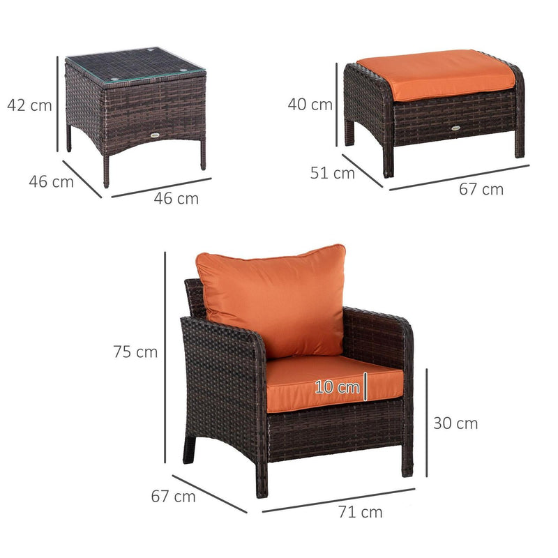 5 Pcs PE Rattan Garden Furniture Set- Brown