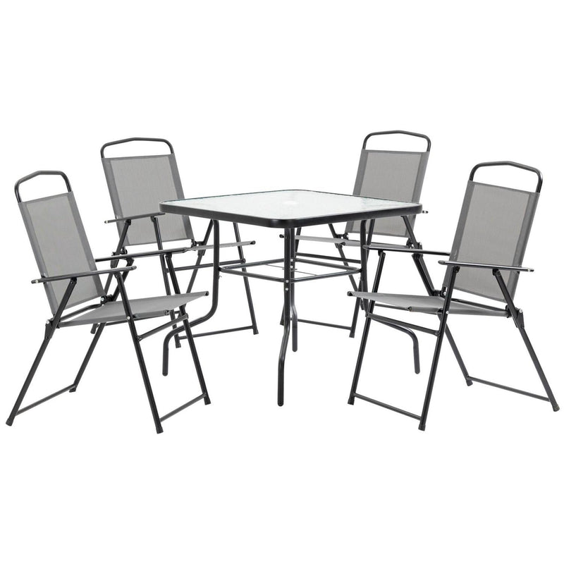 5 PCs Garden Dining Set Outdoor Furniture- Black