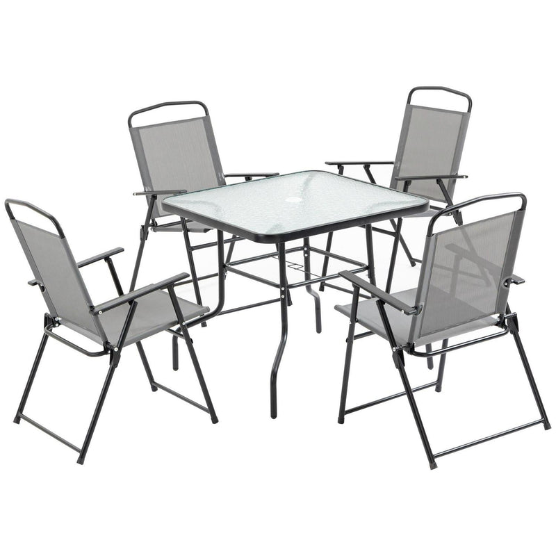 5 PCs Garden Dining Set Outdoor Furniture- Black