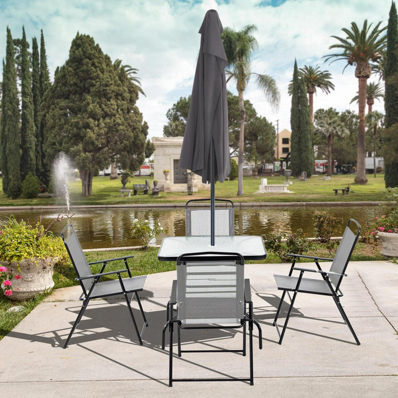 5 PCs Garden Dining Set Outdoor Furniture- Black