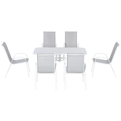 7 Piece Garden Dining Set With Table And Chairs- Grey