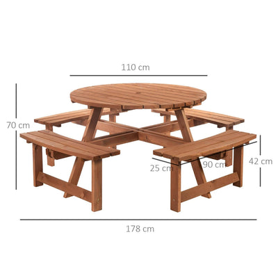 8-Seater Wooden Picnic Set-Fir Wood