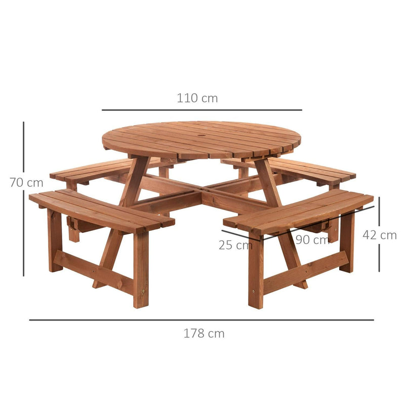 8-Seater Wooden Picnic Set-Fir Wood