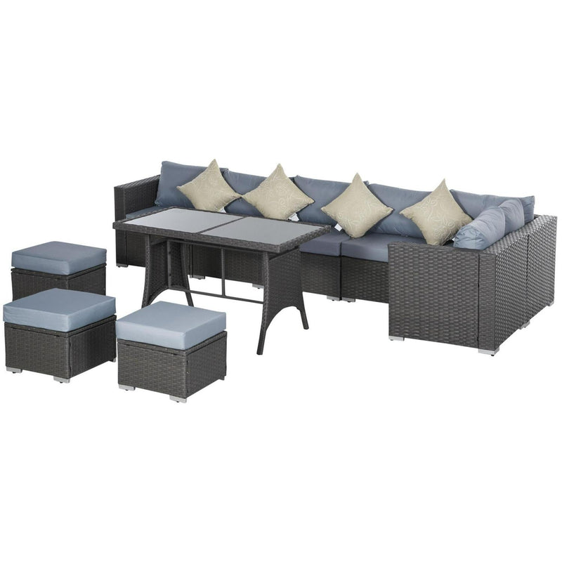 10 Pcs Corner Dining Sofa Set-Grey