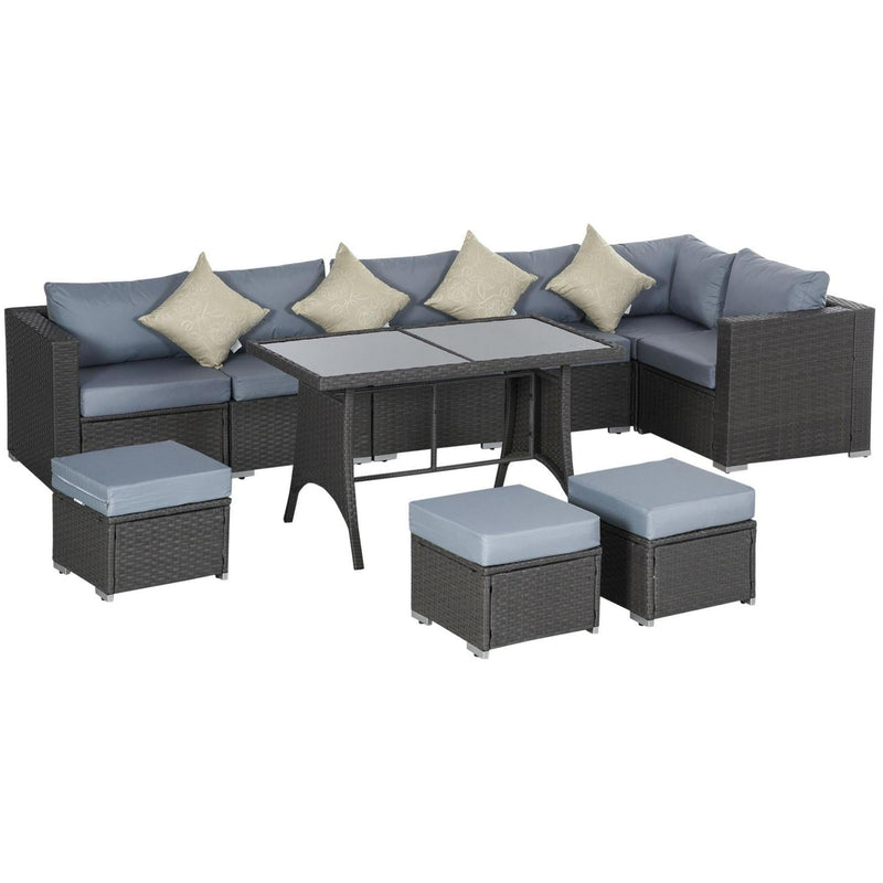 10 Pcs Corner Dining Sofa Set-Grey