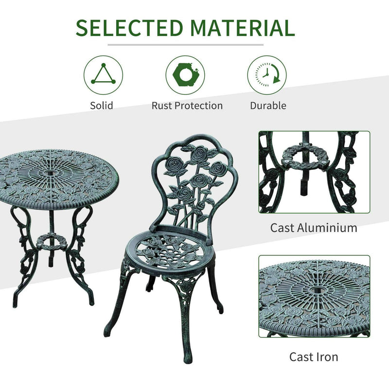 Cast Aluminium Outdoor Patio Garden Bistro-Green