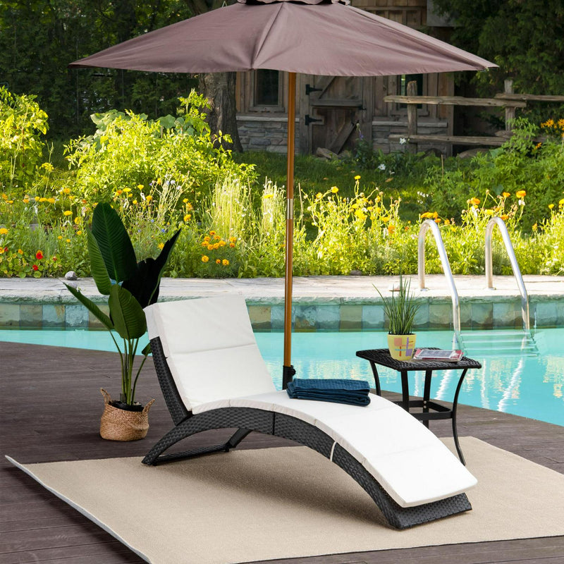 Outdoor PE Rattan Lounger- Black