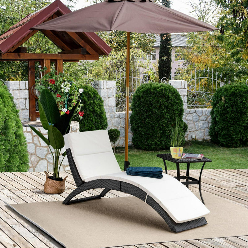 Outdoor PE Rattan Lounger- Black