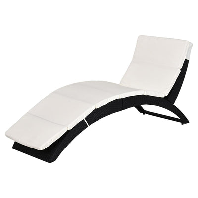 Outdoor PE Rattan Lounger- Black