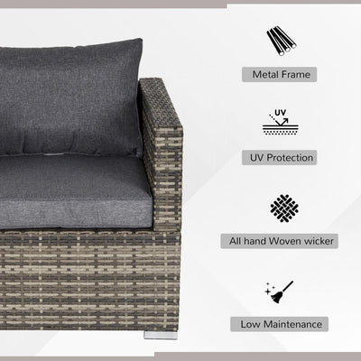 Outdoor Patio Furniture Single Rattan Sofa Chair-Grey