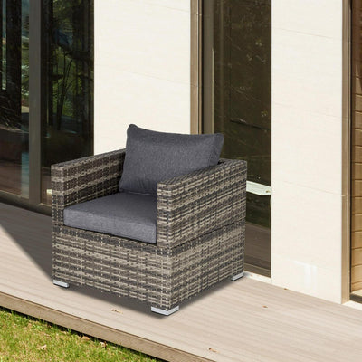 Outdoor Patio Furniture Single Rattan Sofa Chair-Grey