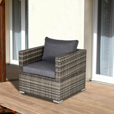 Outdoor Patio Furniture Single Rattan Sofa Chair-Grey