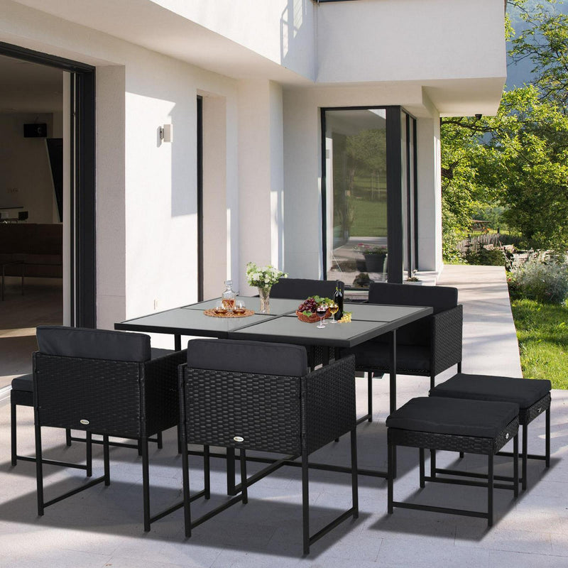 PE Rattan 8-Seater Garden Furniture Set Grey/Black