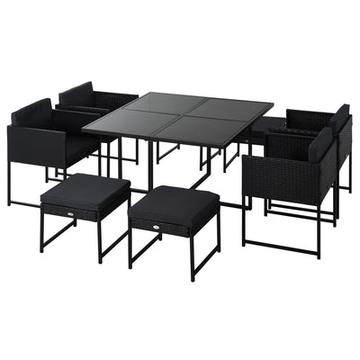 PE Rattan 8-Seater Garden Furniture Set Grey/Black