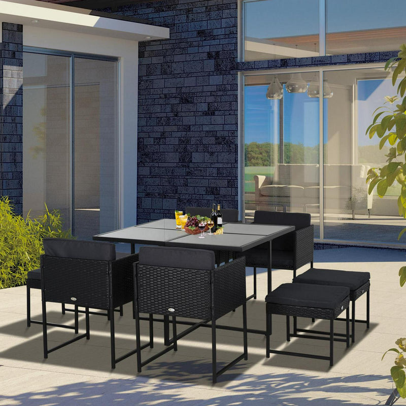 PE Rattan 8-Seater Garden Furniture Set Grey/Black