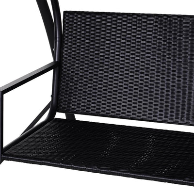 Rattan Garden Swing Chair 3-Seater Black