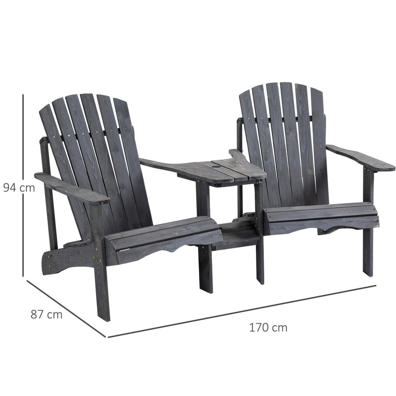 Wooden Outdoor Double Adirondack Chairs