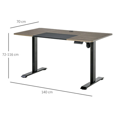 Vinsetto Height Adjustable Electric Standing Desk with 4 Automatic Memory Preset 140cm x 70cm Tabletop Stand Up Desk for Home Office