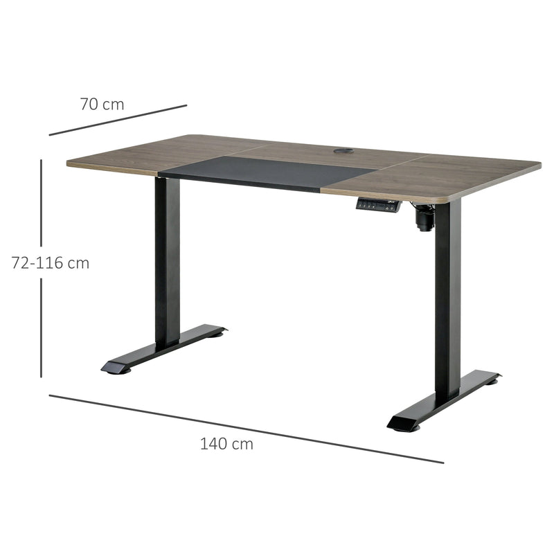 Vinsetto Height Adjustable Electric Standing Desk with 4 Automatic Memory Preset 140cm x 70cm Tabletop Stand Up Desk for Home Office