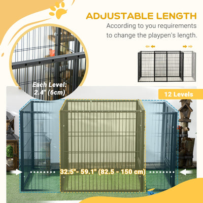 PawHut 82.5-150 cm x 81 cm Heavy Duty Pet Playpen, 6 Panel Exercise Pen for Dogs, Adjustable Length, Small and Medium Sized Dogs