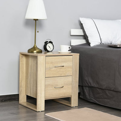 Particle Board 2-Drawer Bedside Table - White