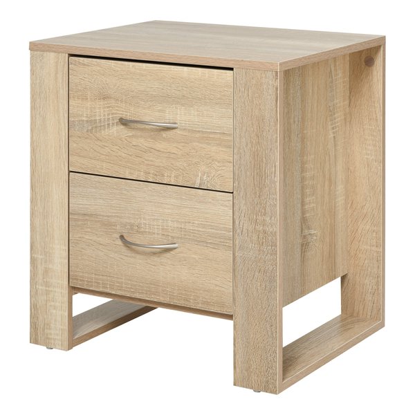 Particle Board 2-Drawer Bedside Table - White