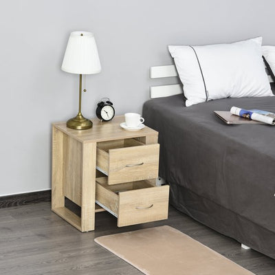 Particle Board 2-Drawer Bedside Table - White