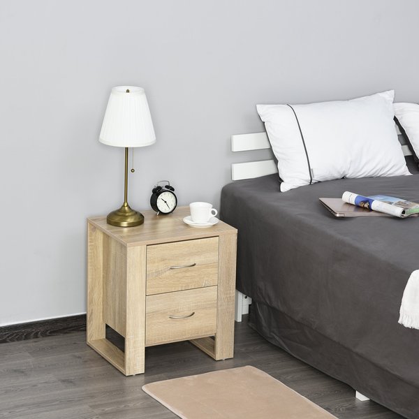 Particle Board 2-Drawer Bedside Table - White