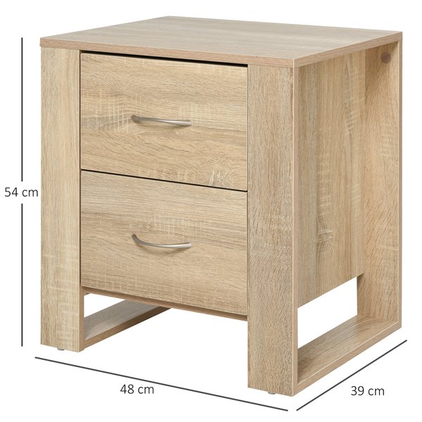 Particle Board 2-Drawer Bedside Table - White