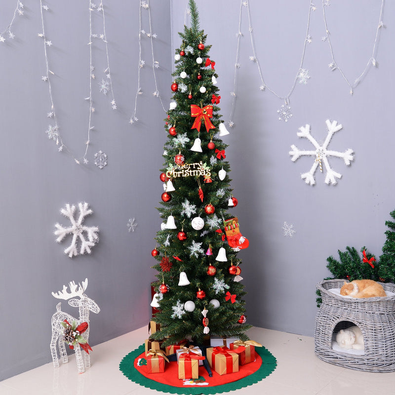 Artificial Christmas Pine Tree, Plastic Stand-Green 7FT