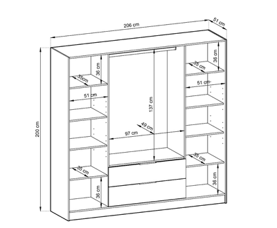 Nelly Hinged Door Wardrobe 206cm [Mirror]