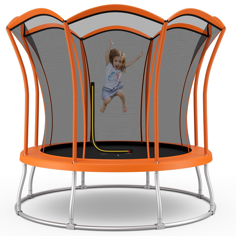 10 Feet Unique Flower Shape Trampoline with Galvanized Steel Frame-Orange