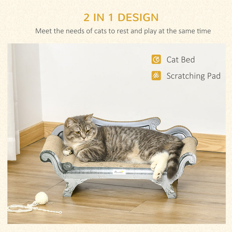 PawHut Cat Scratching Board with Catnip, Cardboard Scratcher Lounger Bed, 60 x 29 x 26.5cm