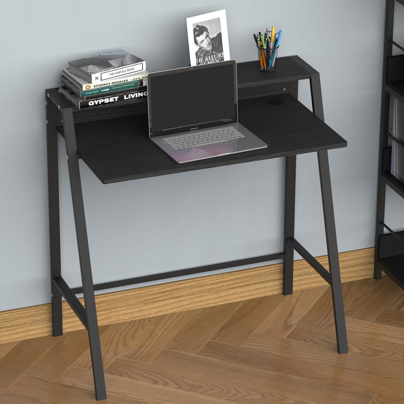 HOMCOM Writing Desk Computer Table Home Office PC Laptop Workstation Storage Shelf Color Black