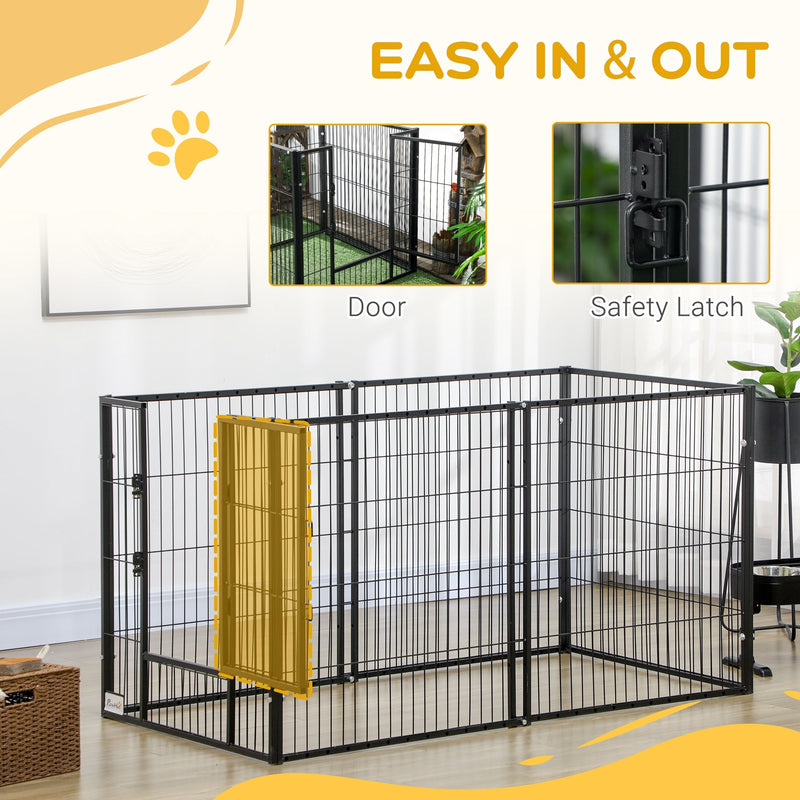 PawHut 82.5-150 cm x 81 cm Heavy Duty Pet Playpen, 6 Panel Exercise Pen for Dogs, Adjustable Length, Small and Medium Sized Dogs